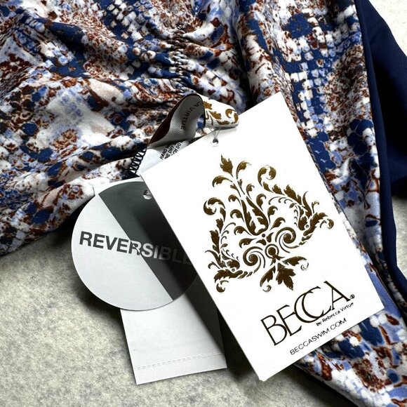 BECCA Bikini‎ Bottom Reversible Womens Size Large Blue Snake Print Hipster NEW - Picture 7 of 7